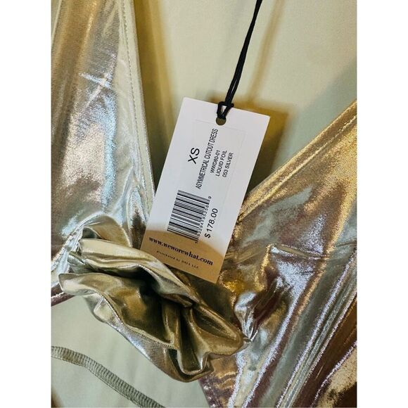 We Wore What Silver Asymmetrical Cutout Dress Size XS New - Picture 5 of 8